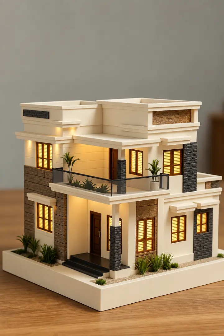 Architectural model of a modern two-storey family home