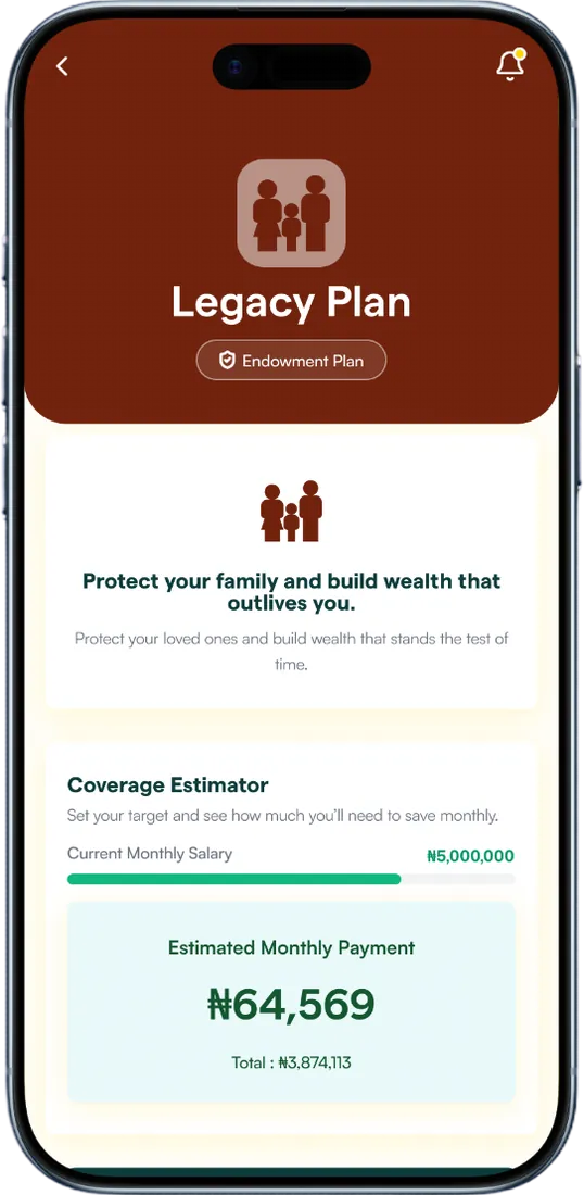 Skydd app showing the Legacy Plan for family protection