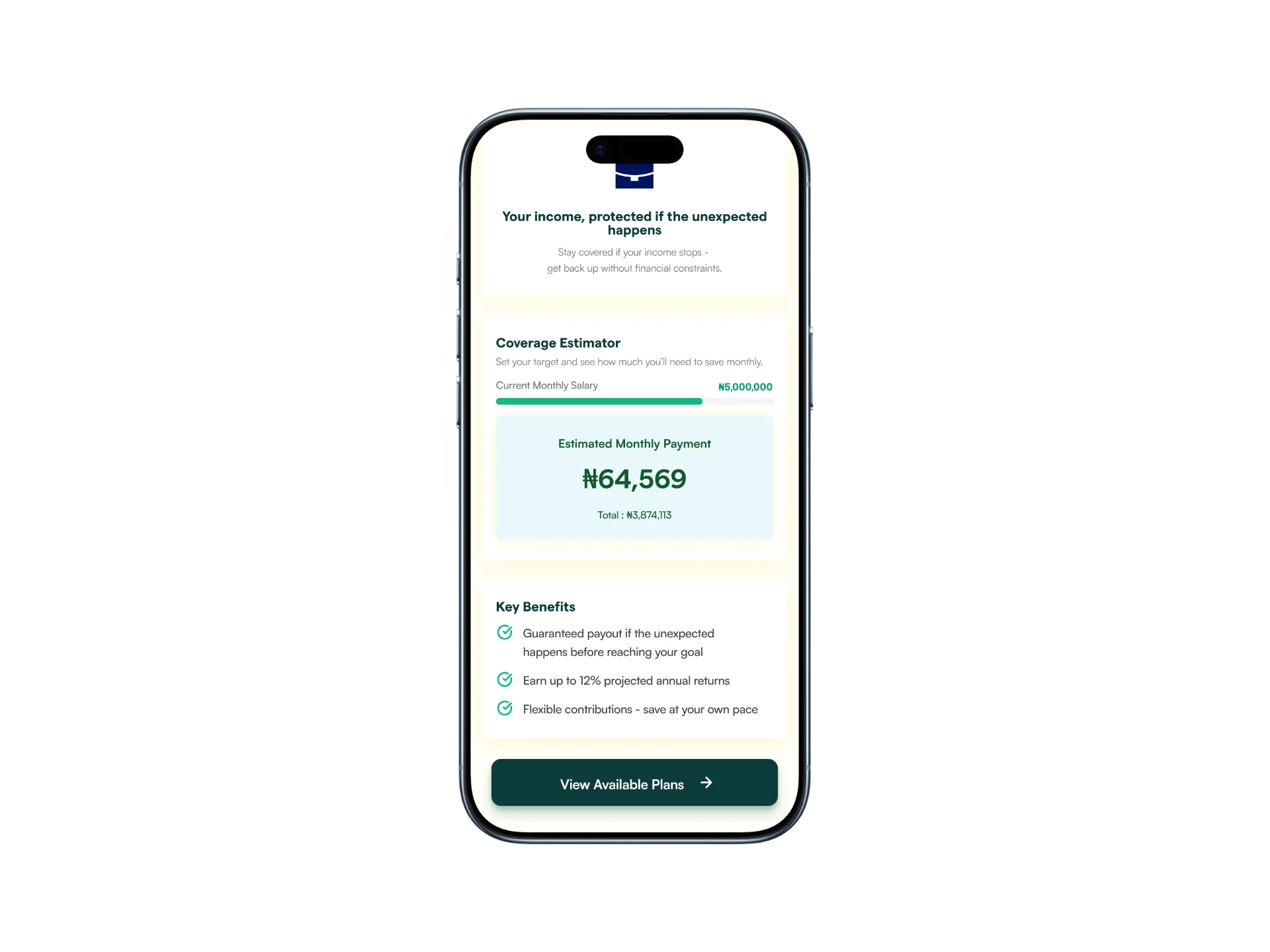 Skydd app showing protection plans